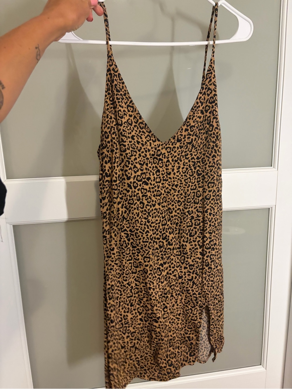 Reformation Marlowe style Leopard Print Slip Dress - Tan & Black